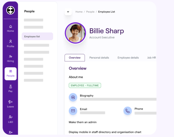 Employment Hero HR software screen