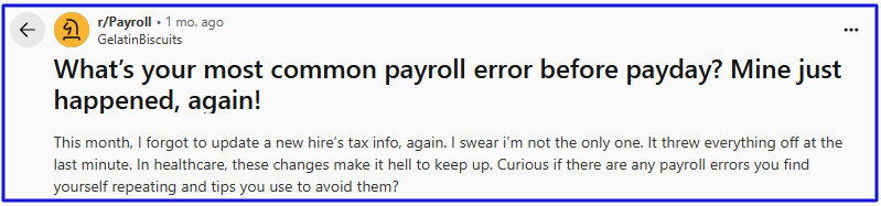 Payroll processing mistake